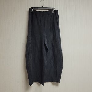 NOBLU Wide Leg Grey/black Striped Knit Barrel Pants Women's Sz Large NWT